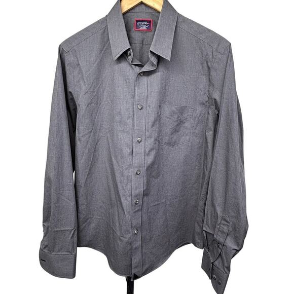 Untuckit Men's Marcasin WF Slim Fit Button Down Shirt Gray‎ 100% Cotton Medium - Picture 1 of 5